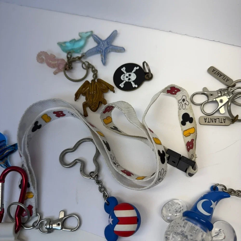 Disney Mickey Minnie Lot 17 pcs Keychains Lanyard‎ Coca-Cola Atlanta Photo Frame